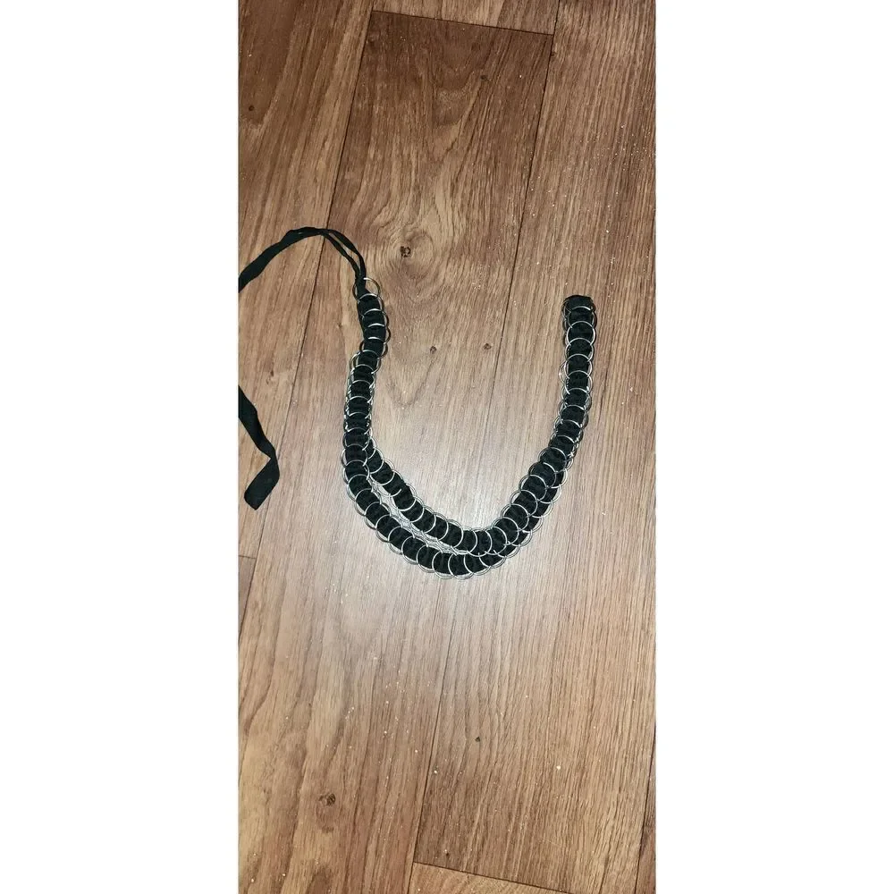 Ribbon and Silver Circle Chain Belt / Necklace